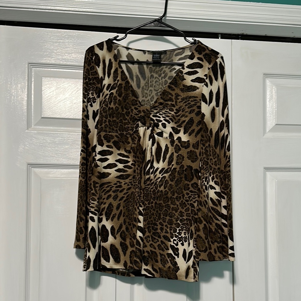 Leopard Print V-Neck Women's Top